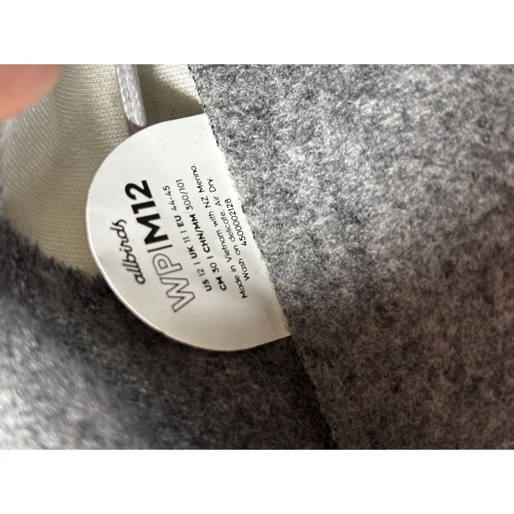 Allbirds Wool Pipers Sneakers Mens 12 Gray‎ Wool Lace Up Comfort Casual
